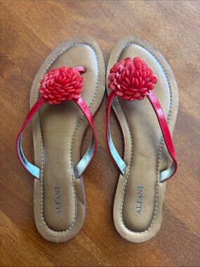 Alfani Red Floral-Accent Thong Sandals